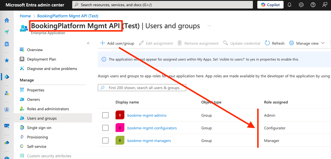 Map users/groups to roles