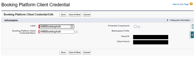 Booking platform client credential