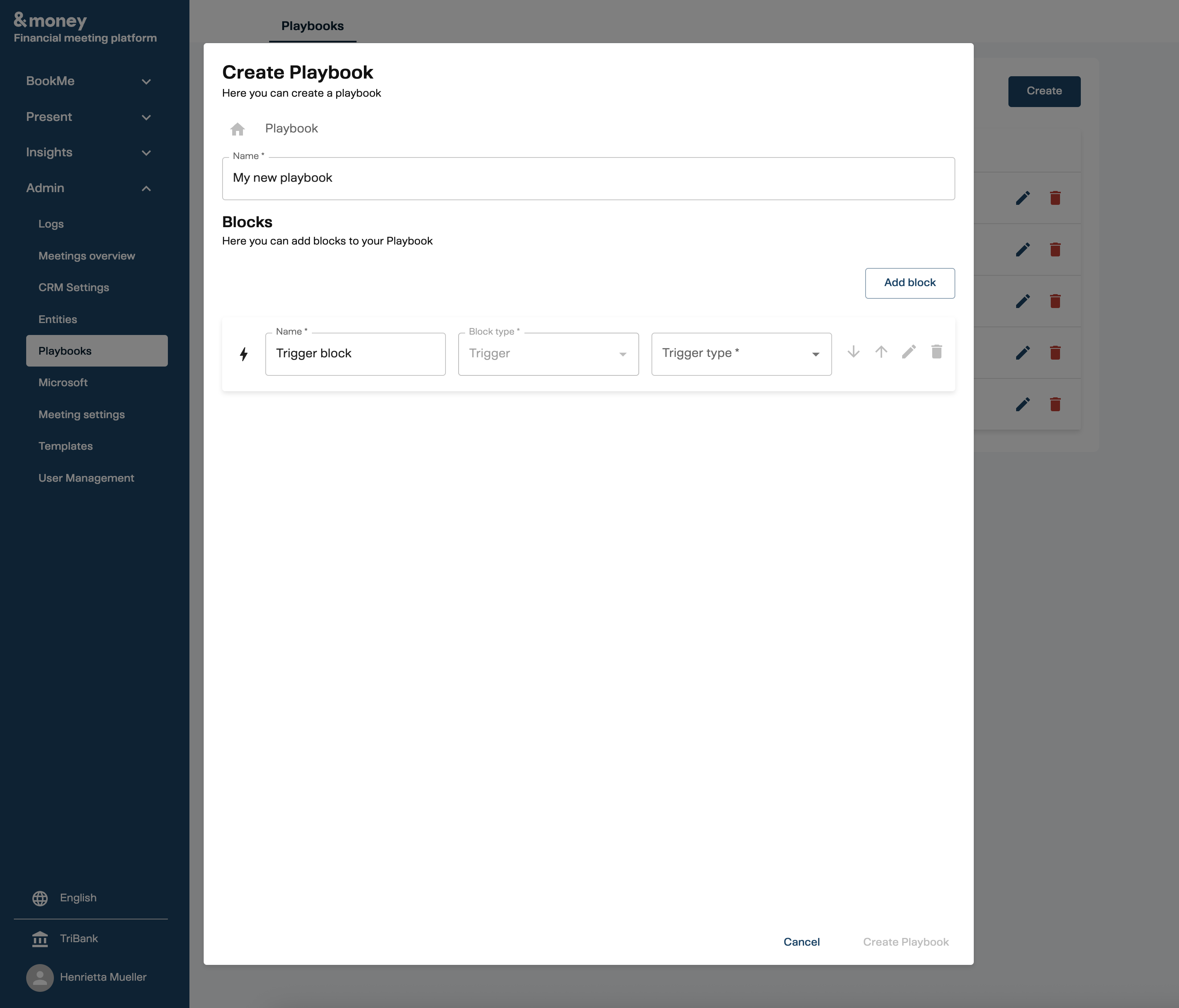Playbook Creation Modal