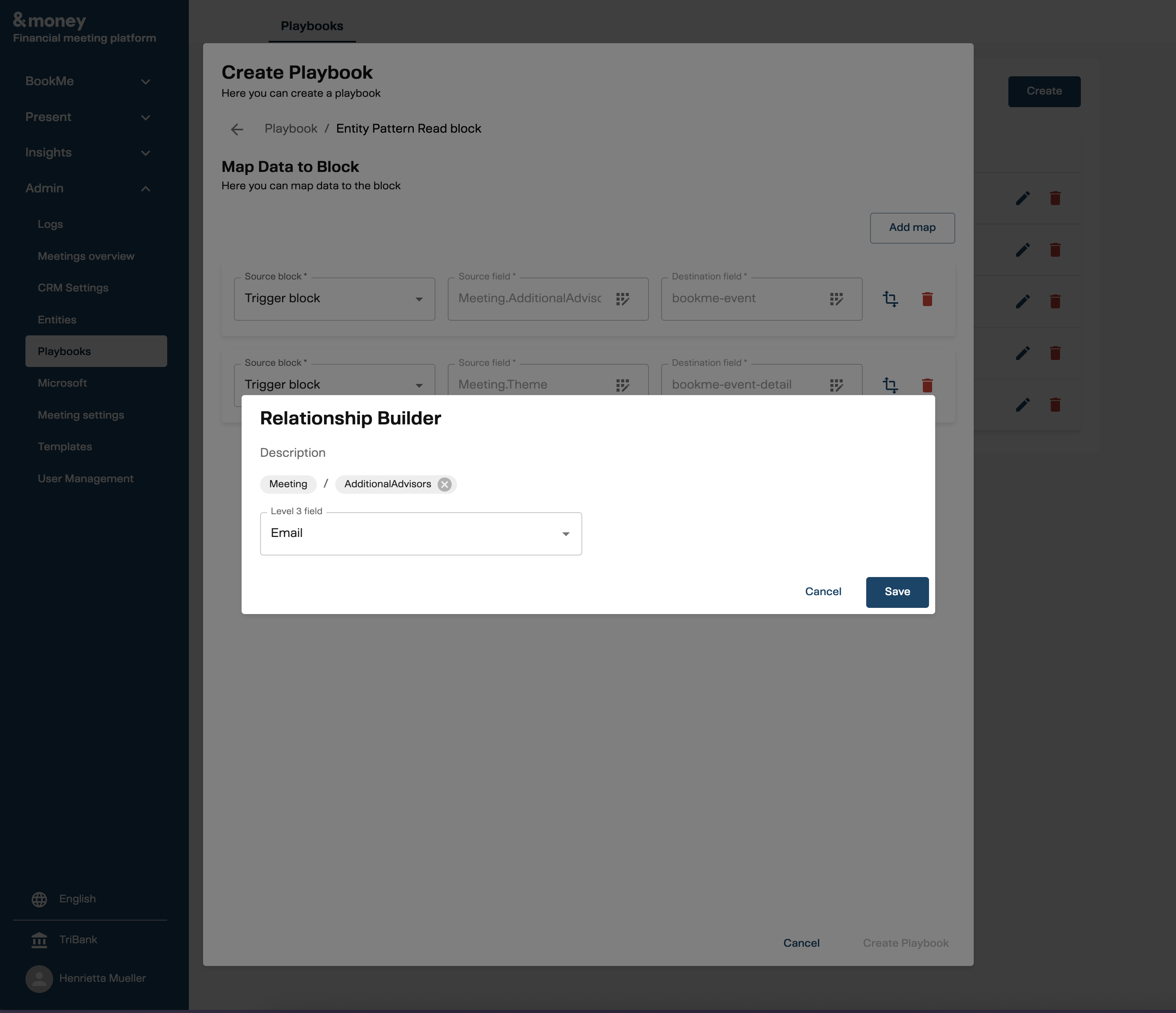 Playbook relation builder for input