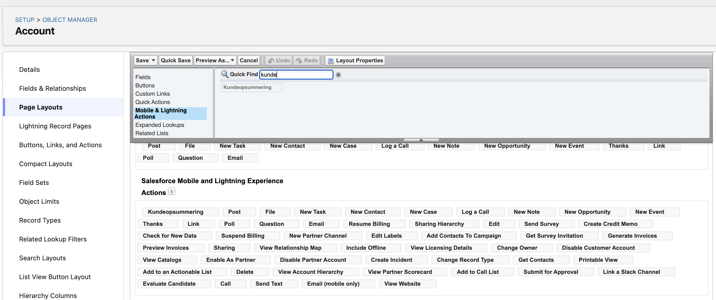 Adding quick action to Salesforce page layout