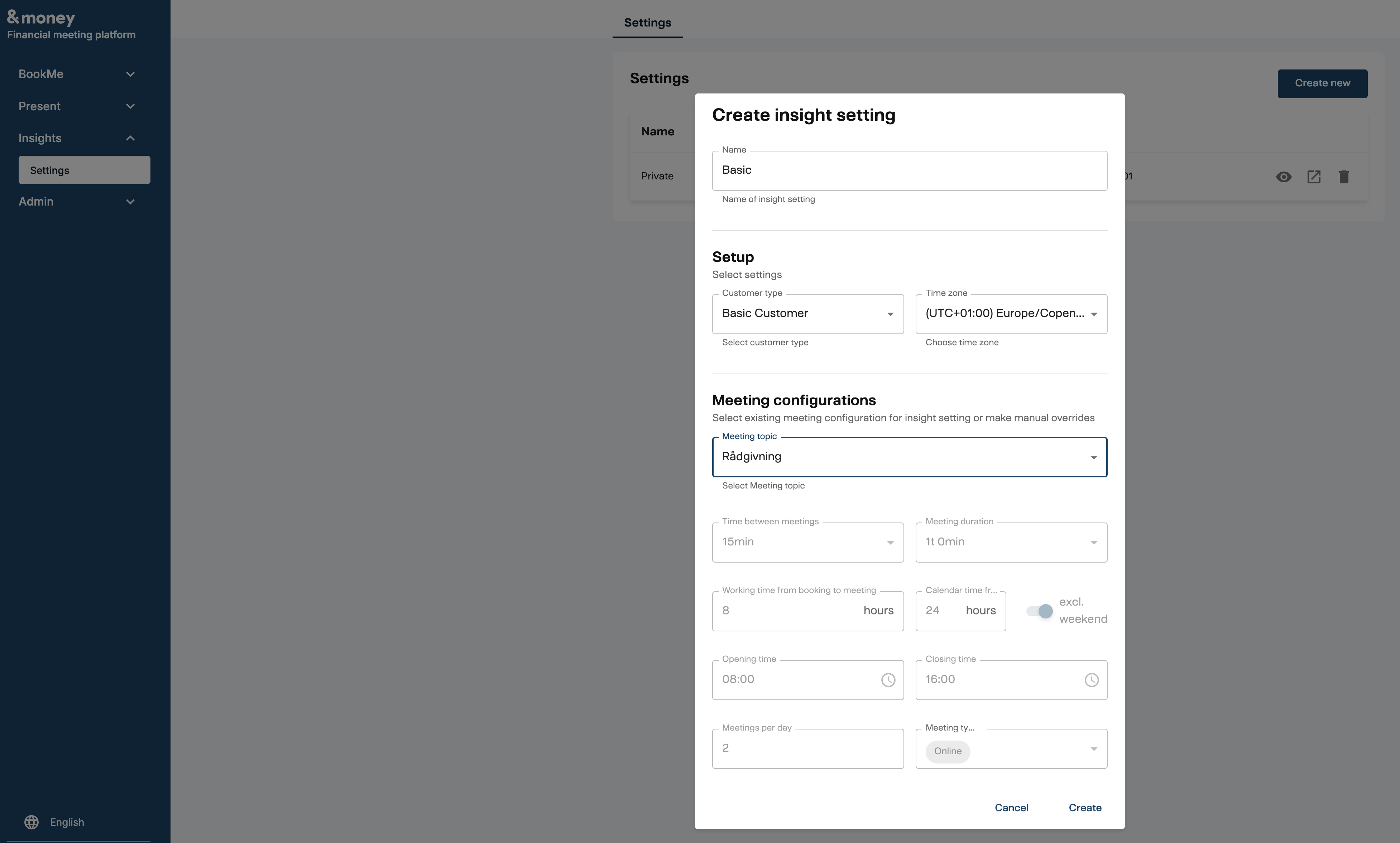 Insights Settings
