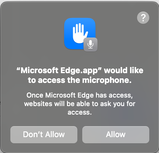 macOS microphone prompt (Edge)
