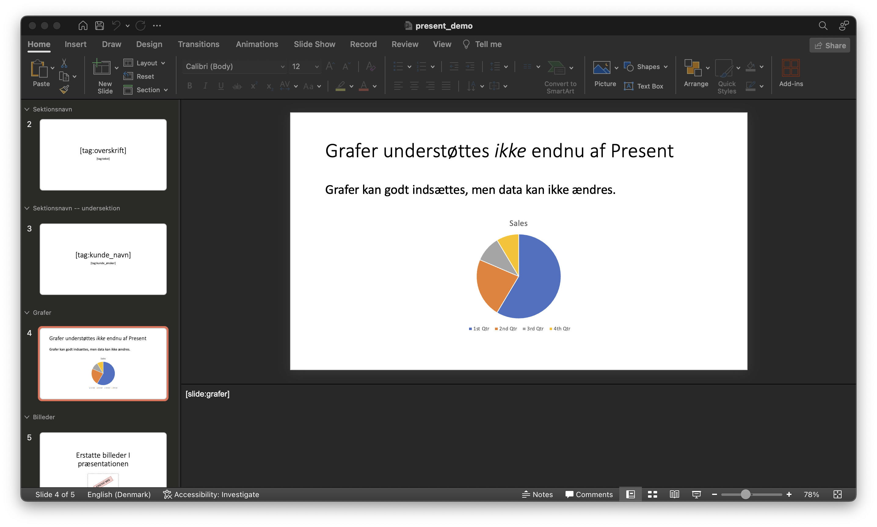 Charts in presentations