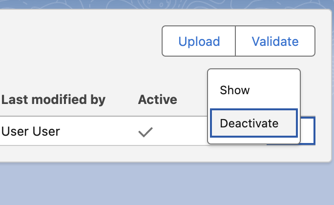 Deactivate template