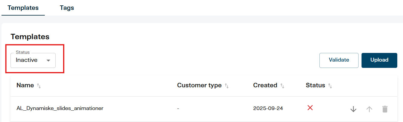Deactivated templates